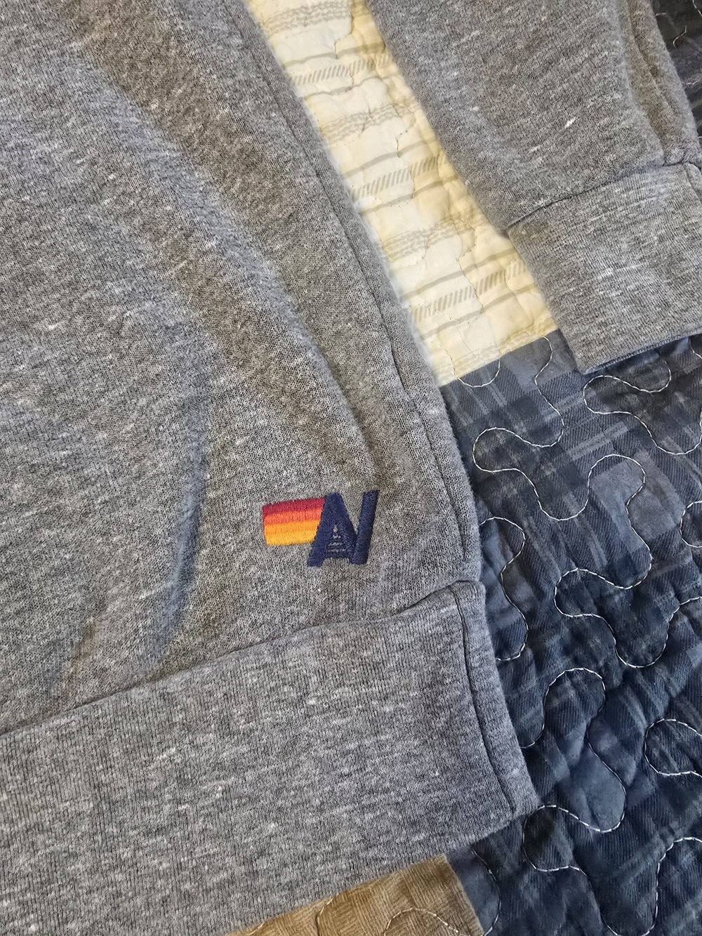 Aviator Nation Gray Crewneck With Purple Neon Bolt Size Large